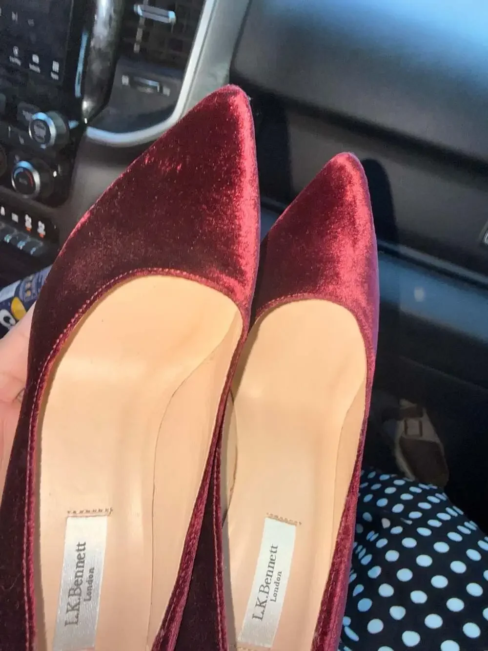 L.K. Bennett Fern Burgundy Velvet Pointed-Toe Stiletto Pumps